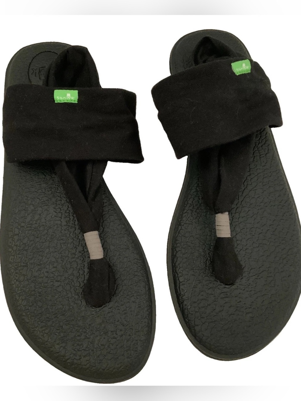 Sanuk Yoga Mat Slingback Cushioned Thong Sandals Women’s US 10 Black Comfort